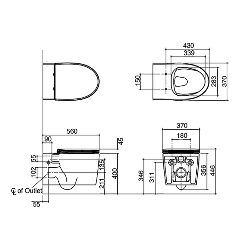 Grande Wall Hung Toilet with Slim Seat