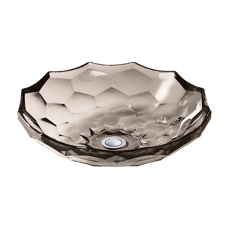 Briolette Faceted Glass Vessel Basin-Translucent Doe