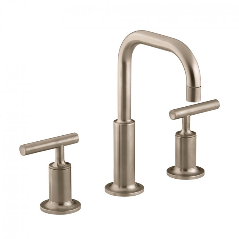 Purist Hob Mount Basin Set Lever Handles-Brushed Bronze