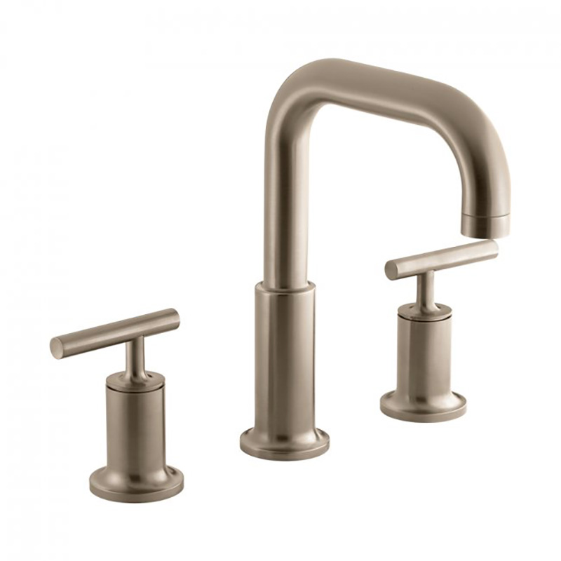Purist Hob Mount Bath Set with Lever Handles-Brushed Bronze